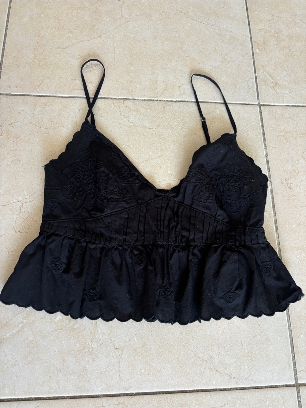 Zara size S Black Lace-Trimmed Camisole